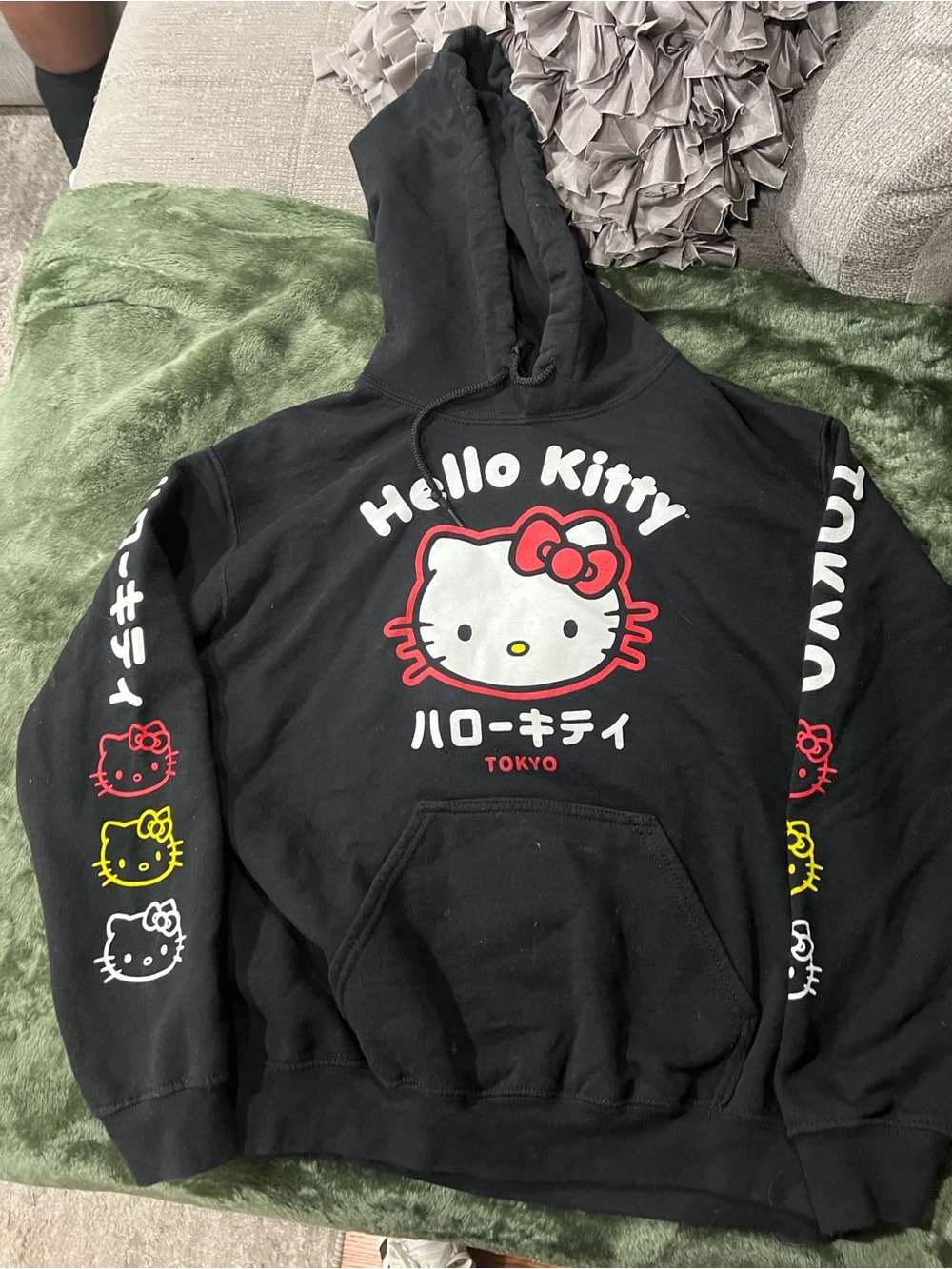 Hello Kitty Black Hoodie with Red, White, Yellow Accents